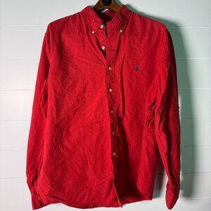 Ralph Lauren Long Sleeve Button Down Red with Blue Pony Custom Fit Size XXL
